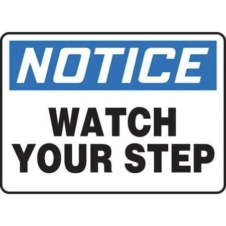 Accuform WATCH YOUR STEP, Adhesive Dura-Poly, 7 in x 10 in, Adhesive MSTF809XV